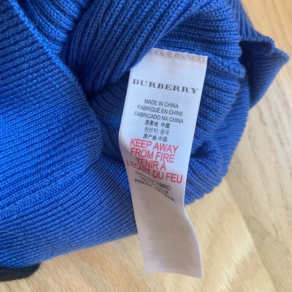 New Authentic Burberry Girl Sweater Cardigan Merino Wool  Sz 3-4T Blue Black Bow - Picture 8 of 8